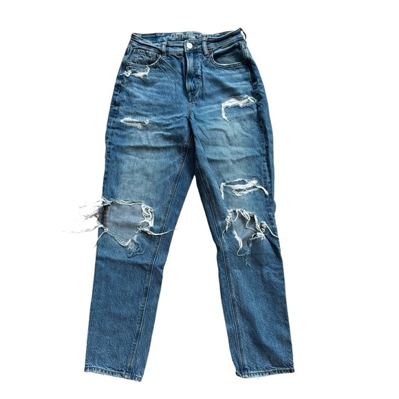American Eagle Outfitters Denim - American Eagle AEO Women's Mom Straight Jeans Size 2 Distressed Blue Denim